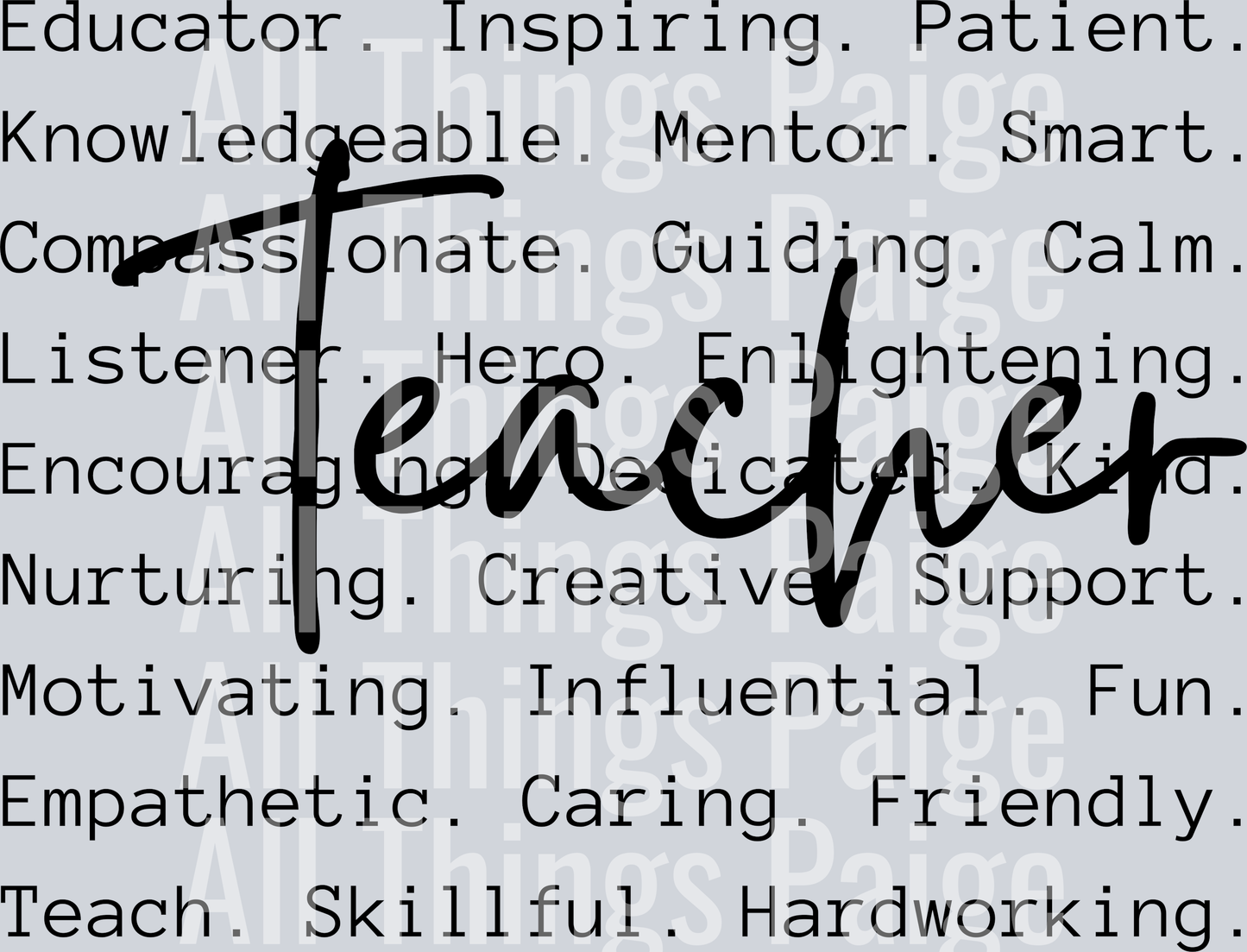 Teacher Words - Black